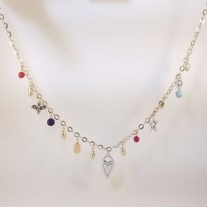 NWT Chico's Gold-tone Beaded Charm Necklace